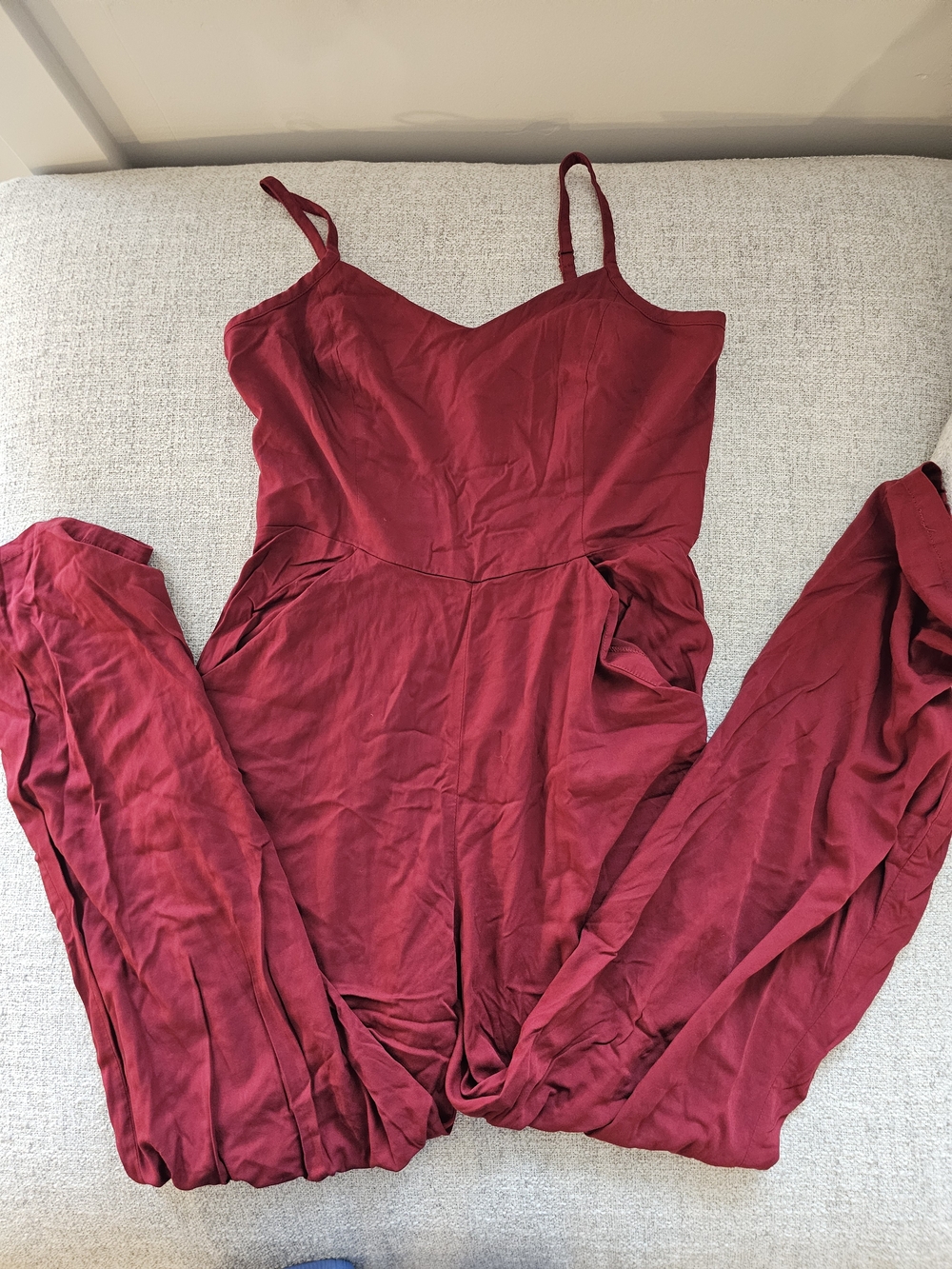 Women's Red Spaghetti-Strap Jumpsuit